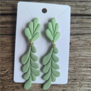 Green Leaf Dangle Earrings